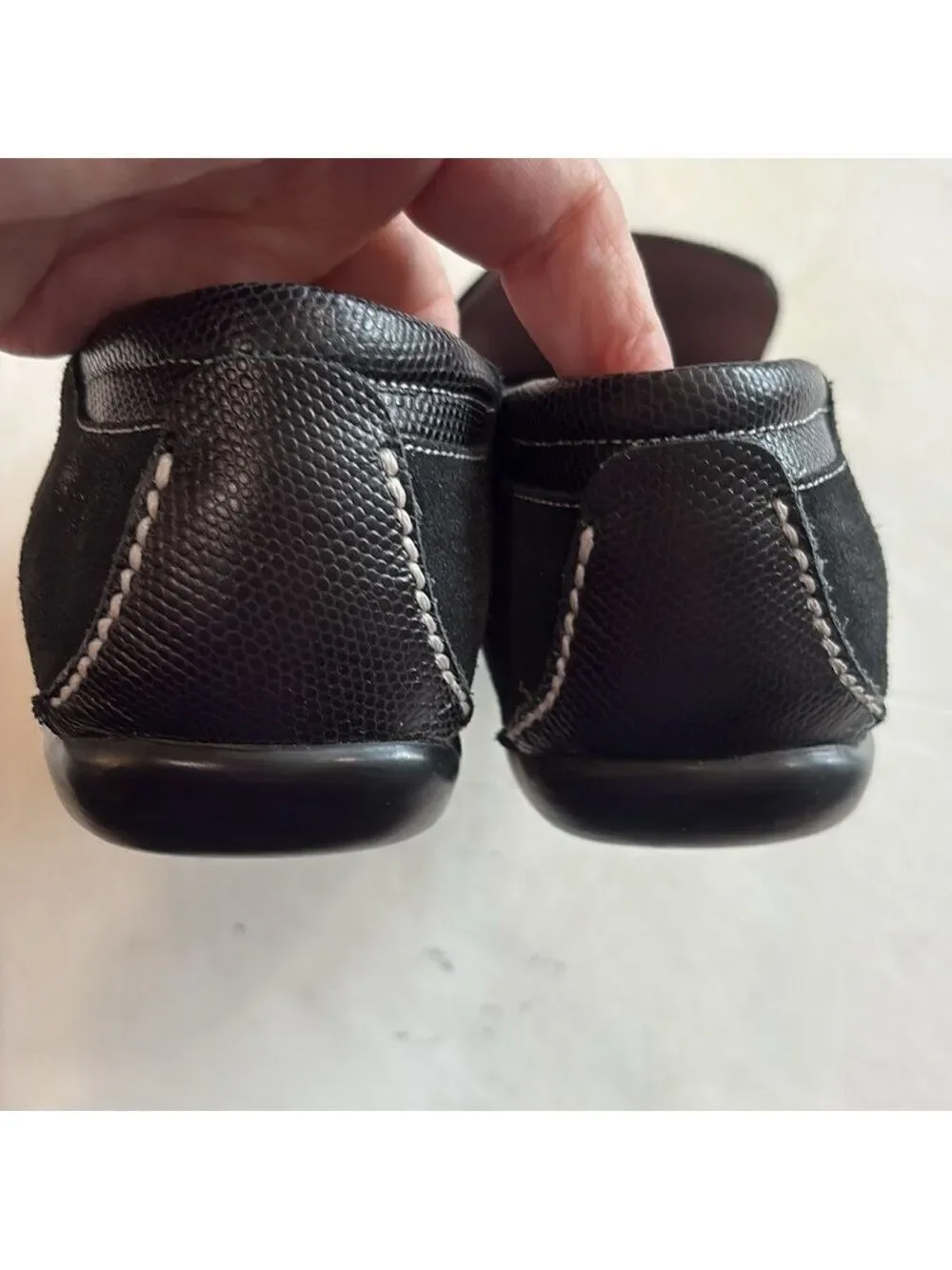 Cole Haan Size 10B black suede and textured leather loafers. Classic academia